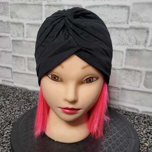 Vintage Inspired Black Turban Hat, OSFM